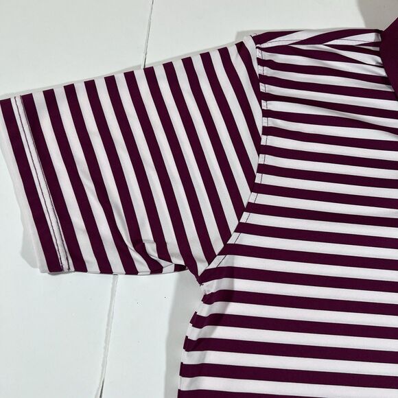 Turtleson Red/White Striped Performance Polo Golf Shirt Men's Size Large - Picture 3 of 7